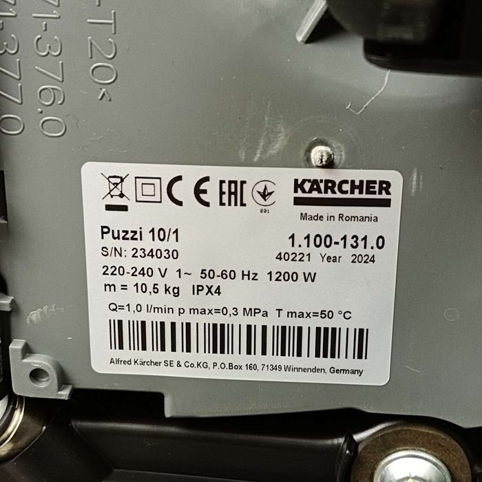 Професійний миючий пилосос KARCHER PUZZI 10/1 (1.100-131.0)