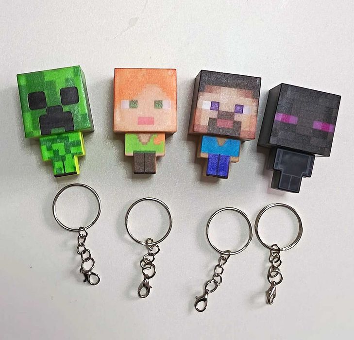 Porta-chaves Minecraft com luz (4 unidades)