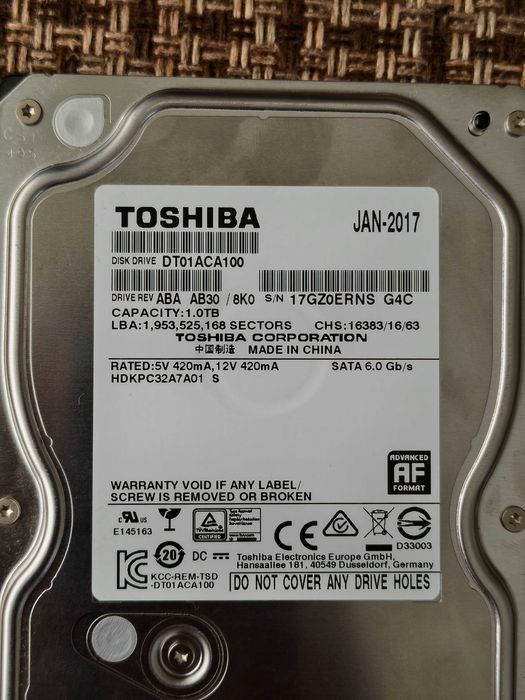 Жорсткі диски HDD 3.5" (1TB, 2TB, 3TB) з Данії! Ідеальний SMART, мінімальний пробіг