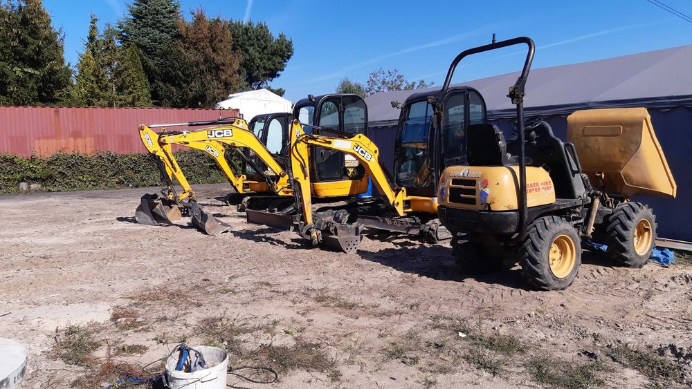 Wynajem Maszyn Budowlanych, Minikoparki, Ładowarki, Podnośniki, Wozidła, Widły, Młot, JCB, Bobcat,