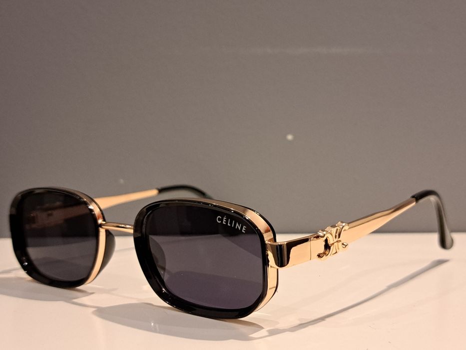 CELINE nowe złote okulary przeciwsłoneczne logo filtr uv 400