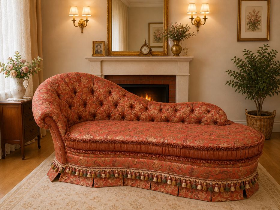 Szezlong  Sofa Leżanka chaiselongue stylowy stylowe JAK NOWE dostepne pufy pufa i fotele meble stylowe prod. U.S.A. Faktura