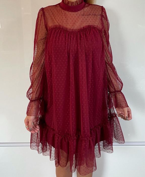 Sukienka Tiulowa ala Just Unique koktajlowa  Elegancka Falbanka