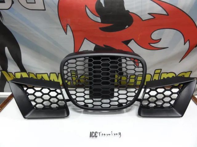 Kit 3 Grelhas (Frontal e laterais) em favo de mel para Seat Ibiza 6L 2002-2008 tipo Cupra em plástico