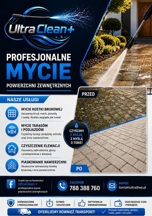 Mycie kostki , tarasów, podjazdów