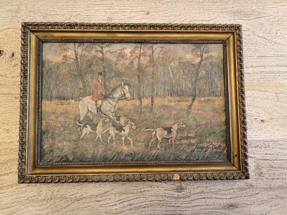 Stary obraz olejny sygnowany Jerzy Kossak 44,5x31,5