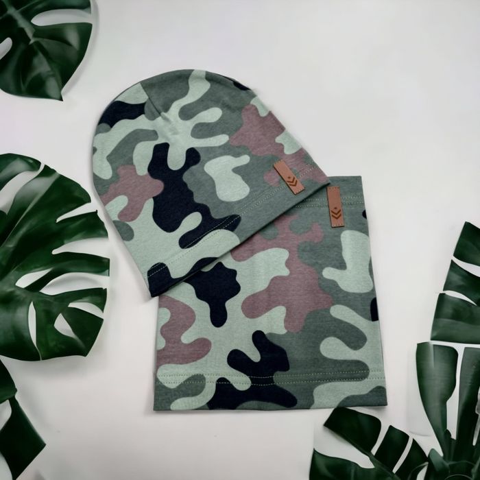 Czapka i komin moro komplet wiosenno jesienny bawełniany