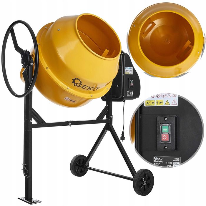 Betoniarka budowlana 200l żeliwny wieniec mieszarka mieszalnik 1000W hamulec
