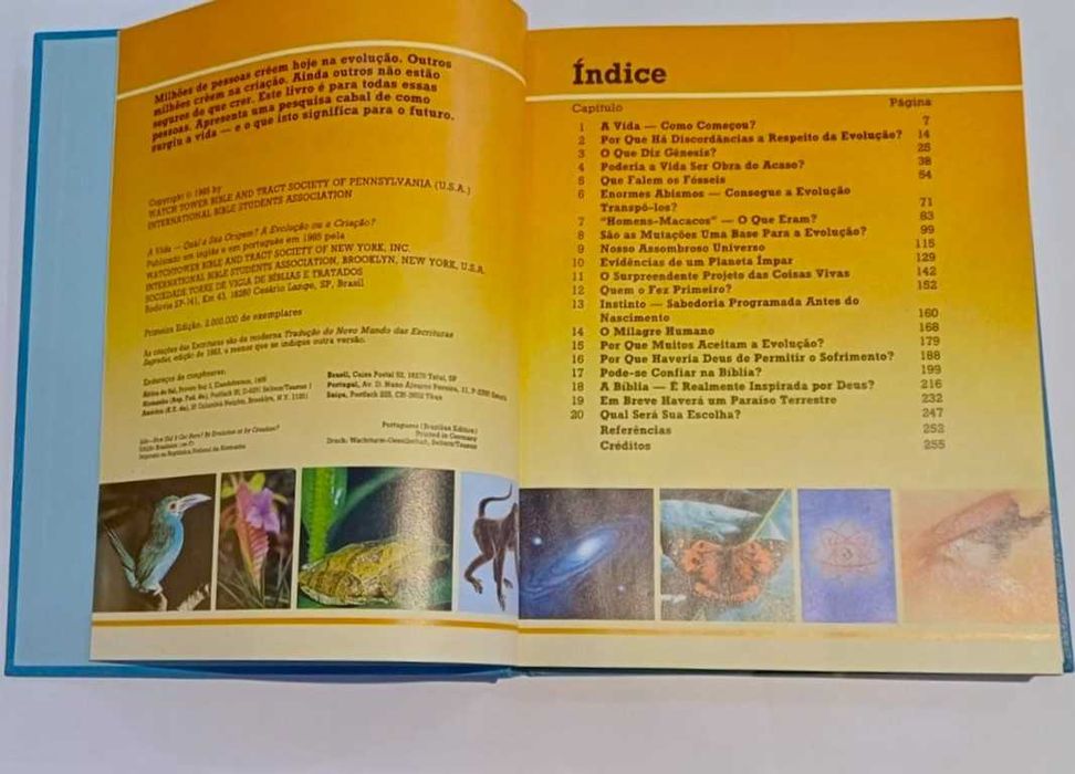 Livro A vida - qual a sua origem? A evolução ou a criação? Edit. 1985