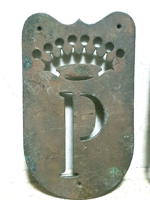 Antigas placas estênceis em bronze com monogramas do Sec. XIX