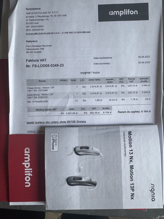 Sprzedam sluchawki  dls osoby słabo słyszącej . Cena do negocjacji