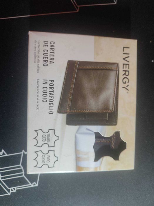 Livergy Carteira de Couro (Pele) Castanha