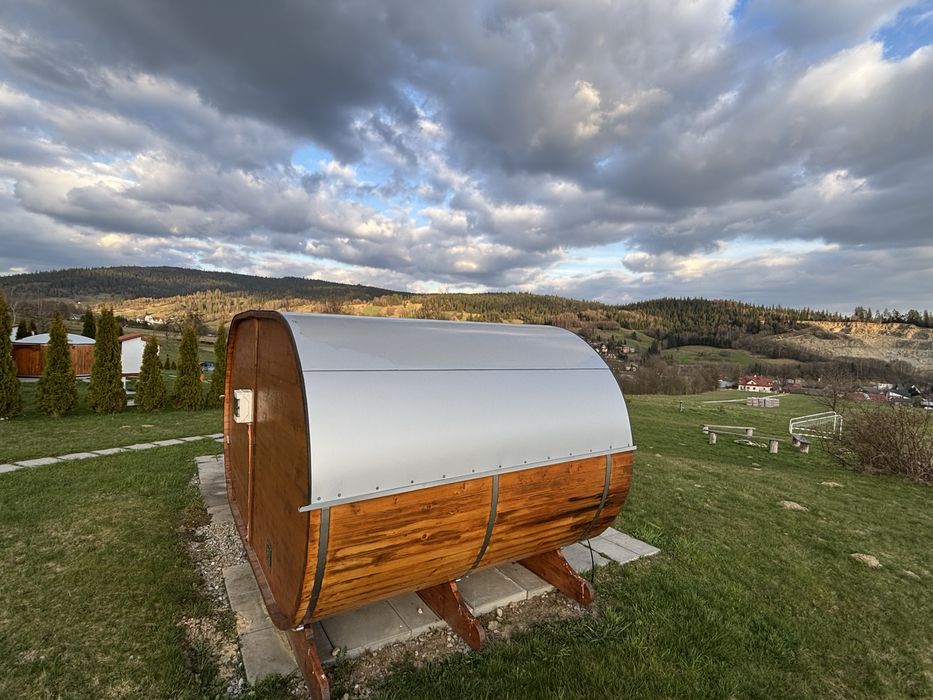 Sauna PANORAMA 6-8 osobowa piec elektryczny harvia , przedsionek LIFE POLSKA