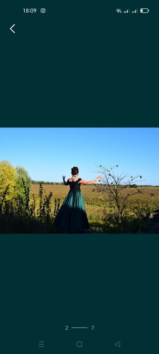 Сукня  граф зелена атласна випускна вечірня платье свадебно
