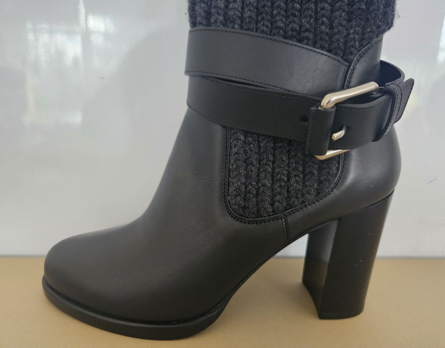 Czarne botki kozaki Michael Kors skóra kaszmir