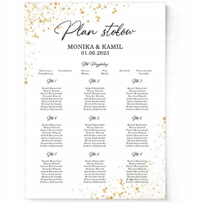 Plan stołów gości na ślub wesele lista druk PDF