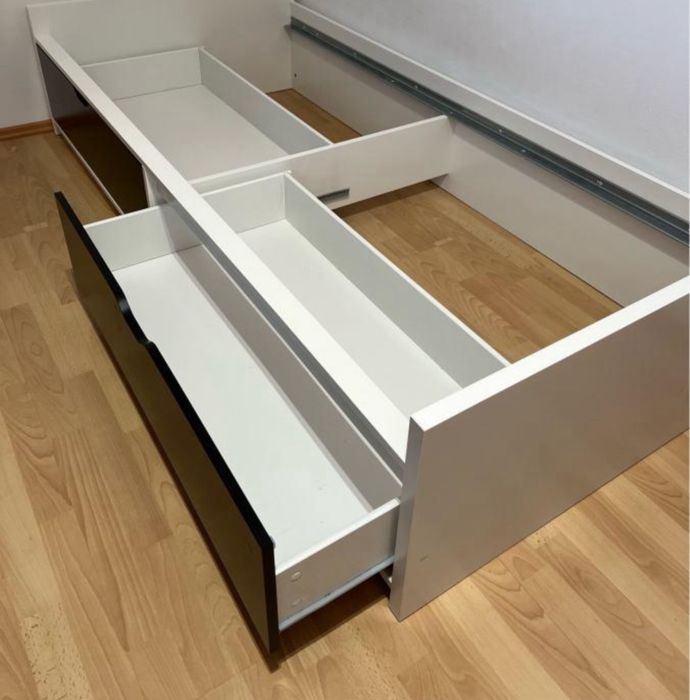 Cama Ikea FLAXA + colchão + gavetões