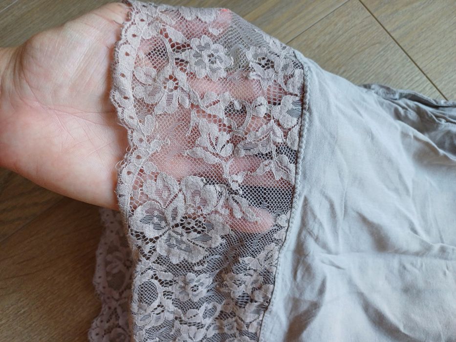 Koszulka nocna S koronka beżowa