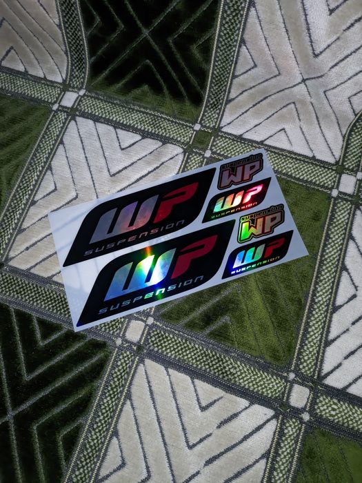 Наклейки на вилку мотоцикла WP (2 шт.) з лазерним ефектом