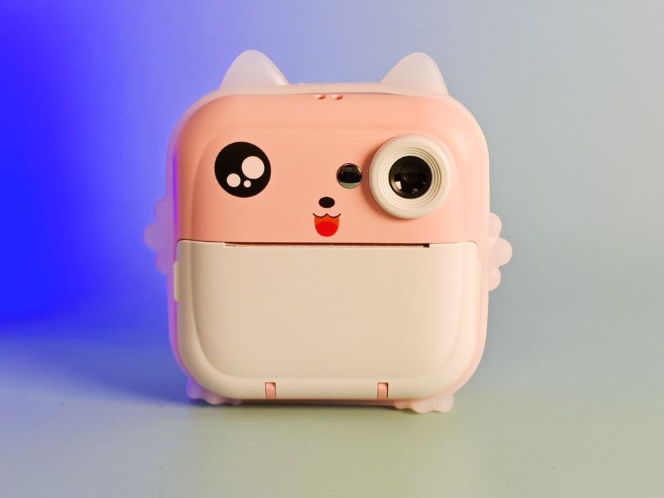 Цифровой детский фотоаппарат с термопринтером и розовыми играми