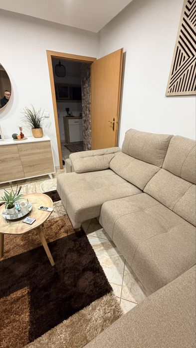 Sofá com chaise longue com 2 puff  mudelar