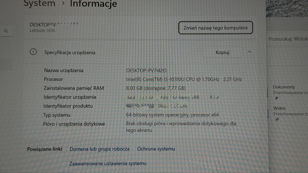 Latitude 3510 Dell. Zadbany Laptop z Windows 11