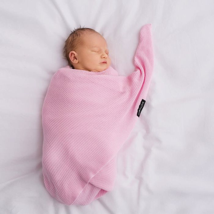 Lekki dzianinowy kocyk mgiełka mięta - LULLALOVE