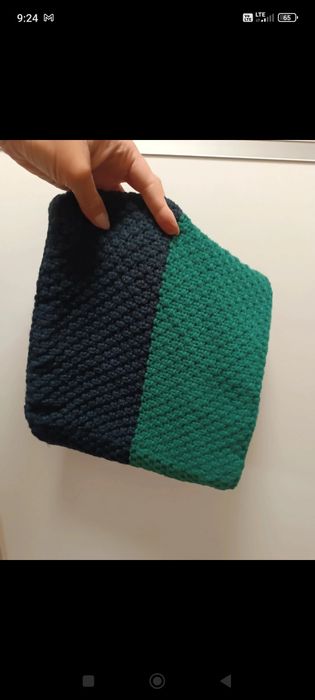 Szal komin z frędzlami handmade