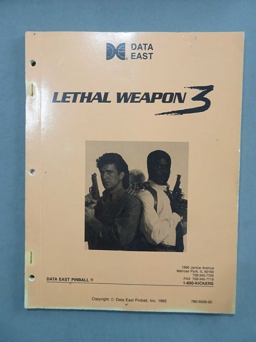 Catálogo / Manual de instruções Lethal Weapon3 - Data East Pinball