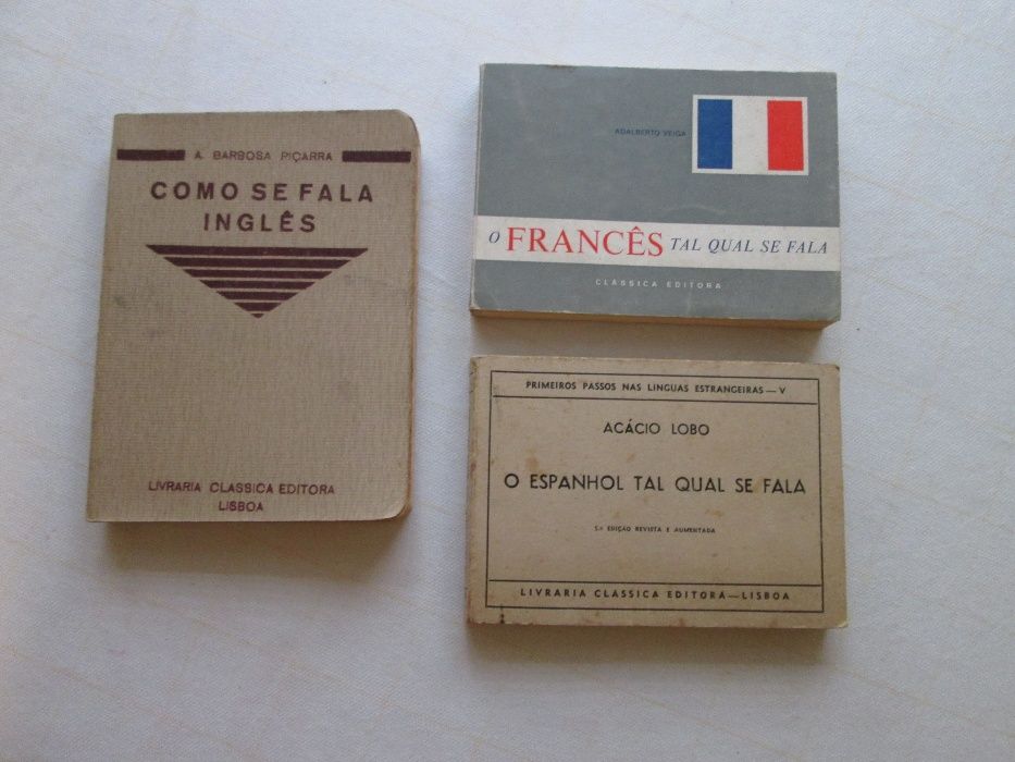 Livros Estudo Antigos - Como se Fala Inglês - Francês - Espanhol