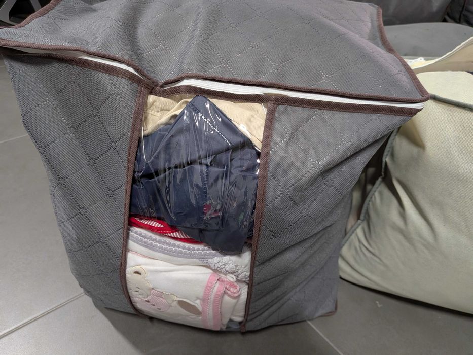 Conjunto de 7 caixas com mais de 100 peças de roupa – Mulher, Homem e Criança (menino e menina)