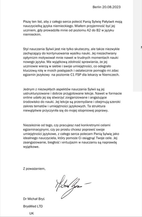 Niemiecki skutecznie prosto stacjonarnie podstawówka liceum a1 a2 b1