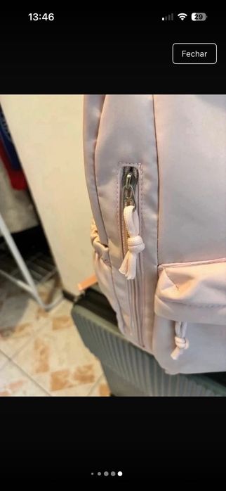 Mochila cor de rosa pastel impecável