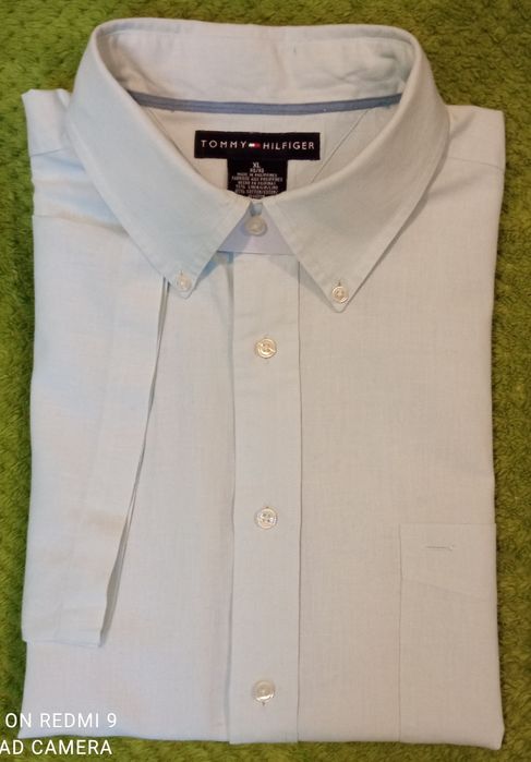 Koszula lniana z krótkim rękawem, Tommy Hilfiger, bladoniebieska ,XL