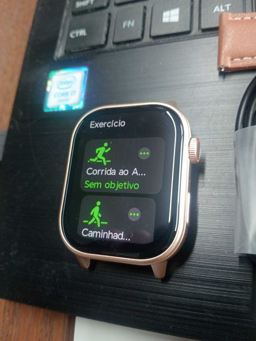 Smartwatch Guhuavmi QX17 – 3 Pulseiras Incluídas (Rosa, Couro e Dourada)