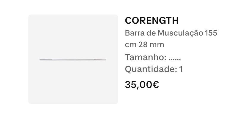 Barra de musculação corength 155cm 28mm