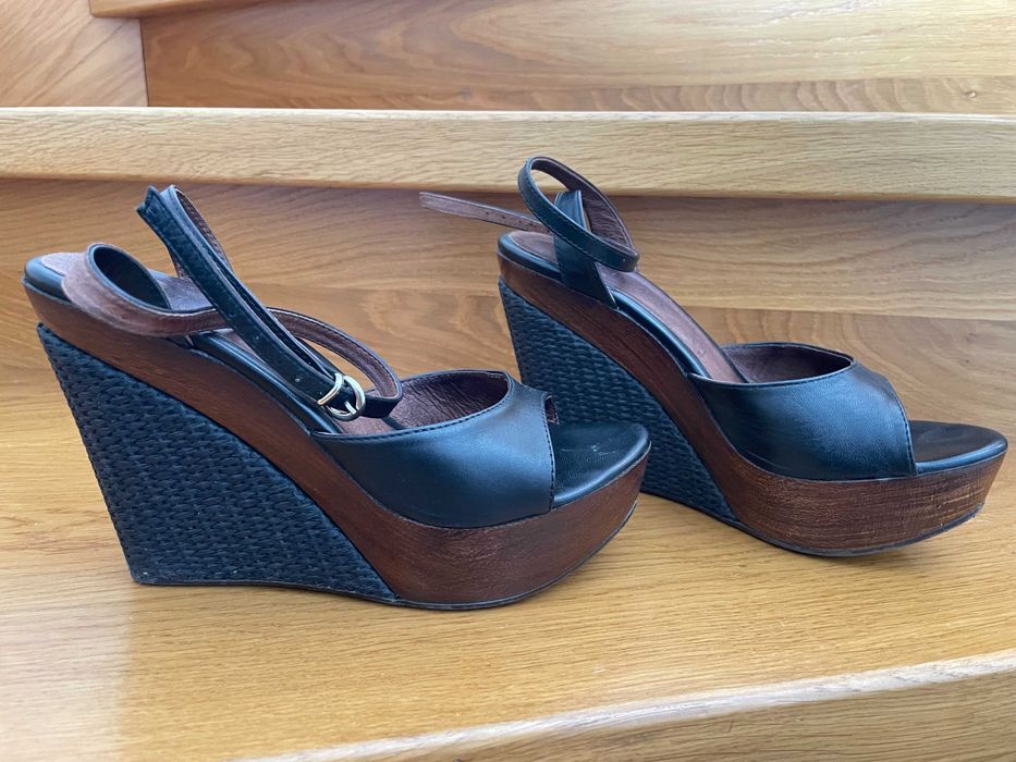 Buty damskie r. 37 - Venezia - skóra i drewno