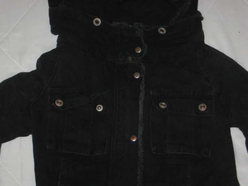 Kurtka katana czarna damska mała na zamek kaptur chowany 5 kieszeni XS