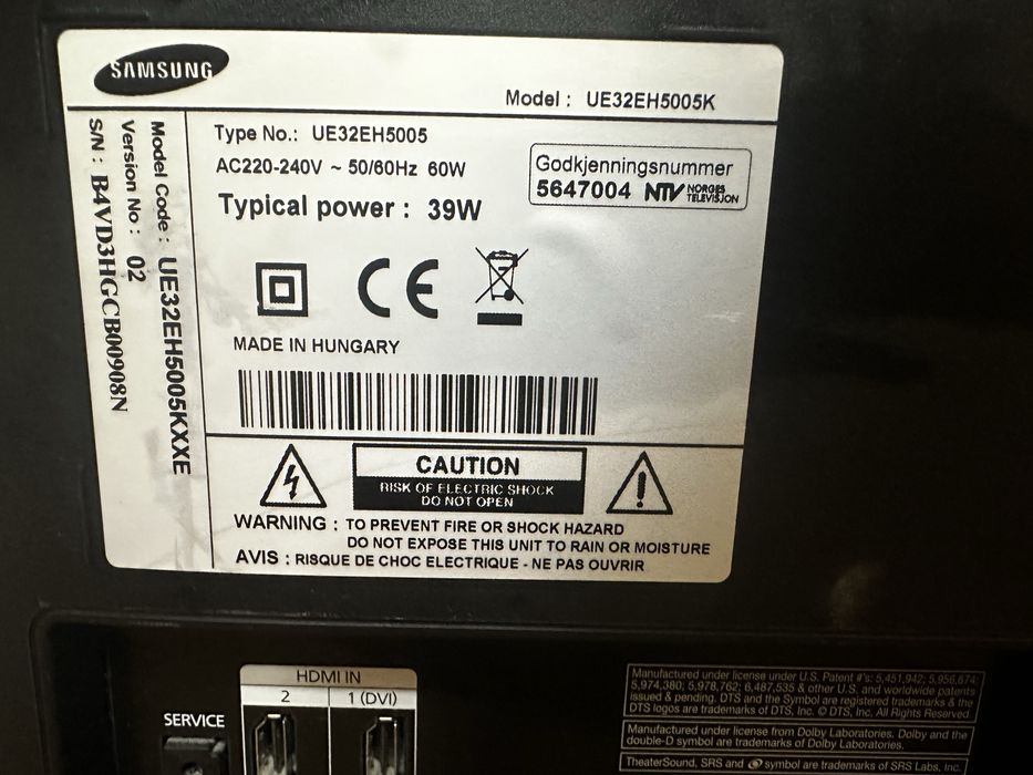 Телевізор Samsung 32” UE32EH5005K