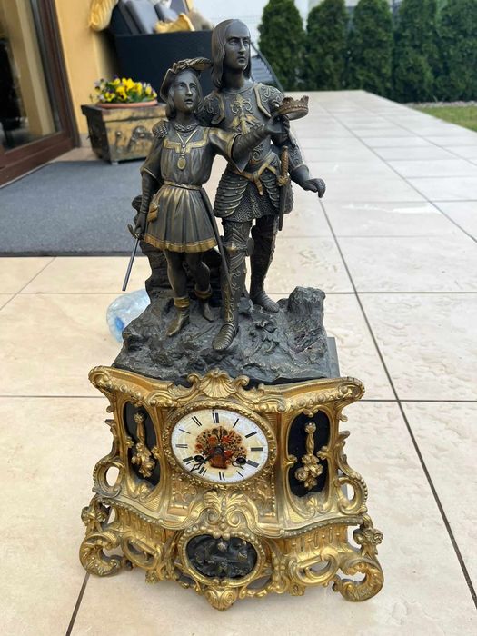 Zegar kominkowy brąz antyk XIXw Francja sygnowany 52cm prezent