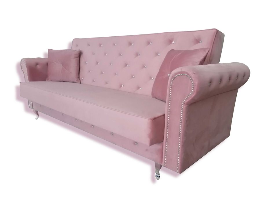 Sofa do salonu KANAPA rozkładana do pokoju z funkcją spania Łóżko z pojemnikami Glamour rozkładana Wersalka Kanapa Spanie pojemni