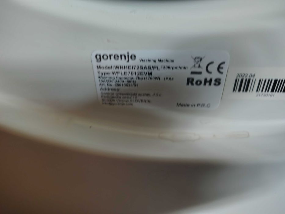 Drzwi kompletne do pralki Gorenje WNHEI72 SAS / PL zawiasy inne części