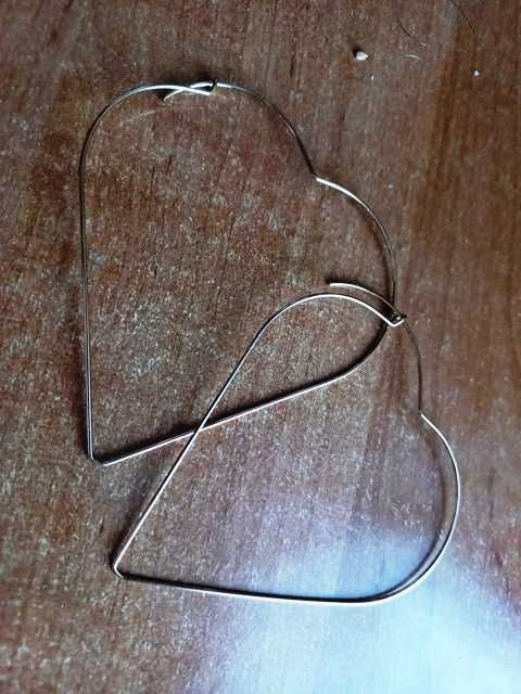 nowe kolczyki serca, serduszka pozłacane, 8 cm
