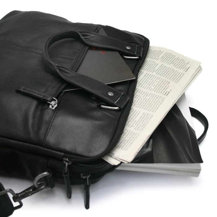 Torba męska skórzana na laptopa - czarna
