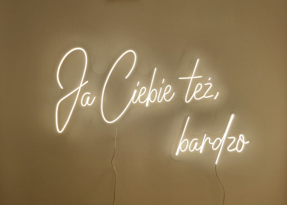 Napis led Ja Ciebie też, bardzo led flex ledon ślub wesele