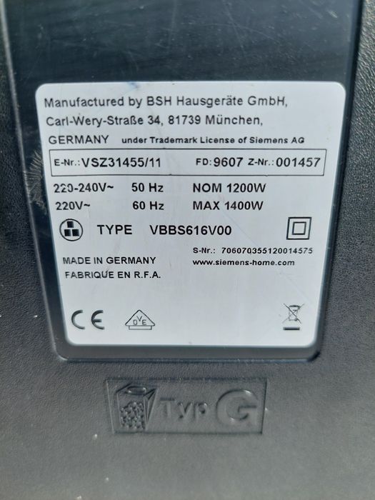 Odkurzacz siemens z 3.0 1400w