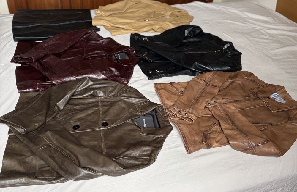 Lote Massimo Dutti – 5 Casacos e uma minissaia  em Pele Genuína