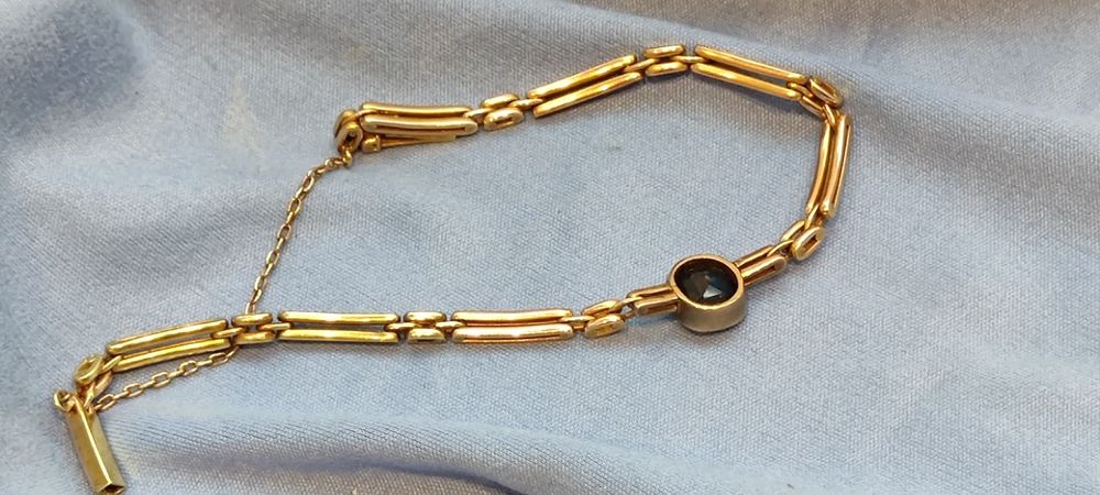 Старинный Золотой браслет 56пр. С сапфиром