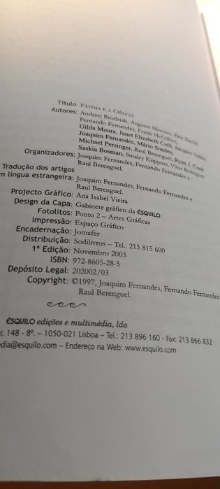 Fátima e a Ciência, Investigação Multidisciplinar (Ésquilo)