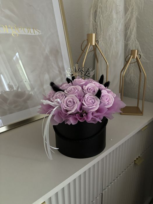 Kwiaty mydlane wieczna roza flower box jak swiece